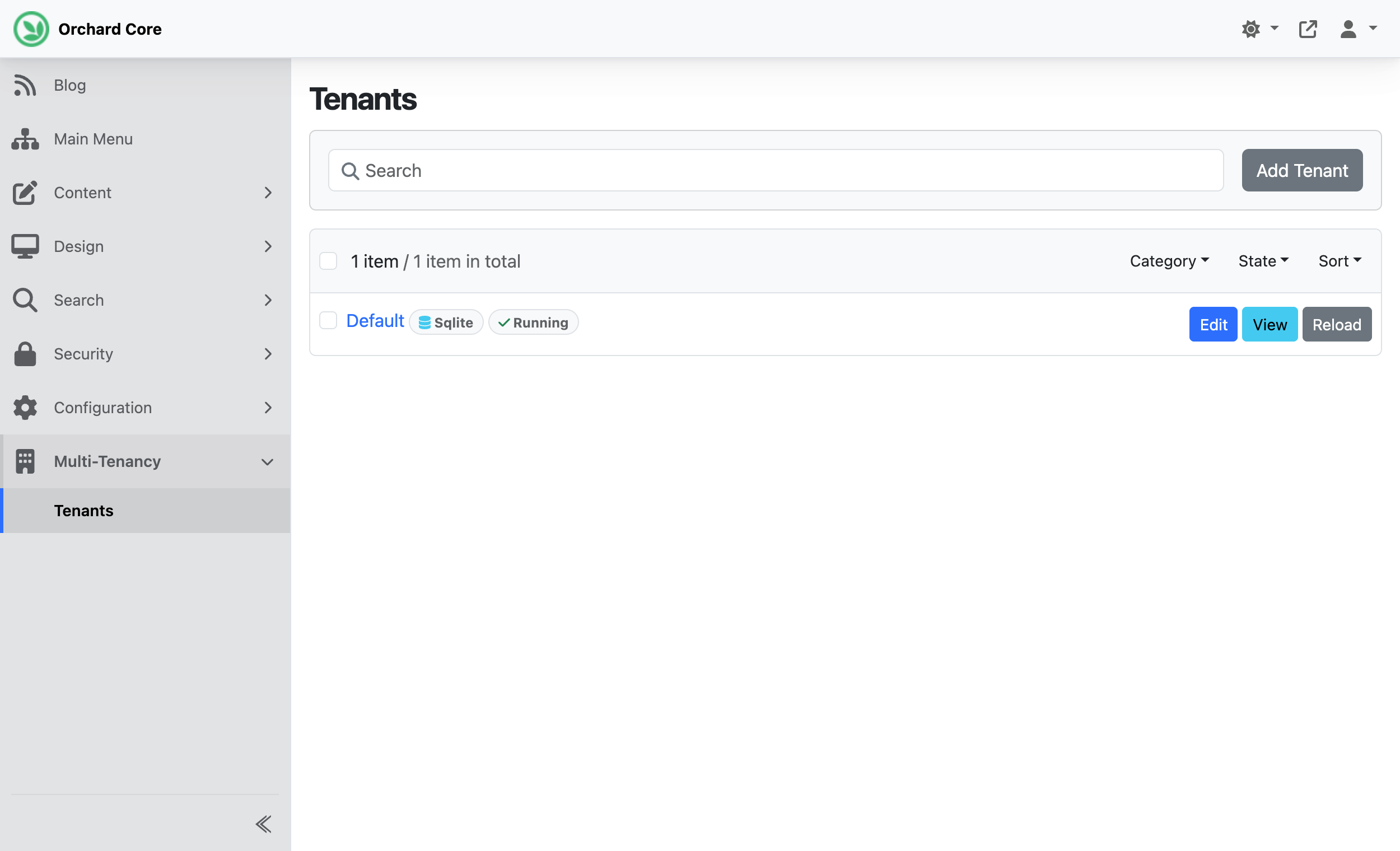 Multi-tenancy in the Orchard Core admin